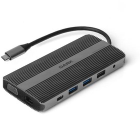 Resim Dark USB 3.1 Type-C 12 in 1 Gigabit Ethernet / HDMI / VGA / Display Port (DP) / 2x USB 3.0 & 1x USB 2.0 / USB Type-C & USB-C 100W PD (Power Delivery) / TF SD Kart Okuyucu / Kulaklık Çoklayıcı Çok Fonksiyonlu HUB 