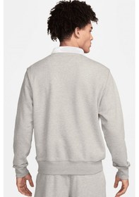 Resim Nike Clup Fleece Long-sleeve Fleece Polo Mens Sweatshirt Erkek Pamuklu Polo Yaka Sweatshirt Gri Gri 