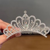 Resim 1 adet Moda Taç Başlık, Çinko Alaşım Prenses Tiara Düğün, Sayfa, Cosplay, Performans için - Gümüş Gri Kristal Süslemeleri ile 