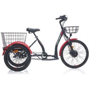 Resim Carraro E-line Epack 2.1 Unisex Bi?si?klet 410h Hd 24 Jant Nex.3 Vi?tes Mat Si?yah Kirmizi Gri? 