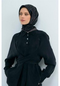 Resim Armine Tivil Saf İpek Eşarp 9511 - 11 Siyah Füme Soyut Desen Siyah Füme 