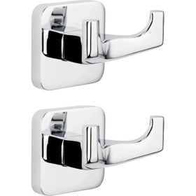 Resim Tema Kare 71723 İkili Bornoz Askılık Krom 2 li Set 