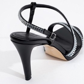 Resim Luvi Shoes Nuevo Siyah Cilt Taşlı Kadın Topuklu Abiye Ayakkabı Siyah Cilt 