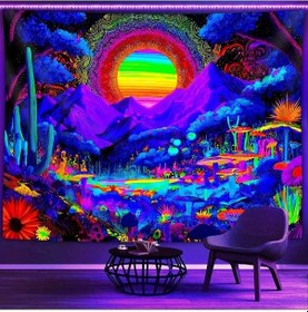 Resim Willowhaven Uv Işıl Işıl Mandala Güneş Yatak Örtüsü 96 4 X 79 İnç Yatak Dekoru 