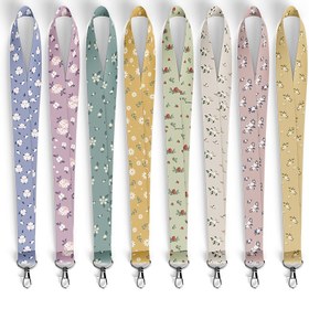 Resim Şık Çiçekli Boyun Askısı, Çıkarılabilir Anahtarlık & Kimlik Kartı Tutucu - Polyester, Günlük Ofis Kullanımı İçin Mükemmel 