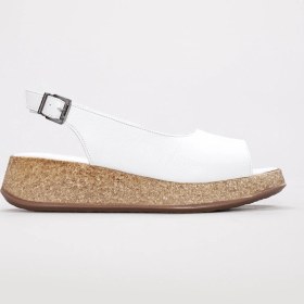 Resim Hakiki Deri Kadın Dolgu Topuk Sandalet 227za15319 Beyaz 