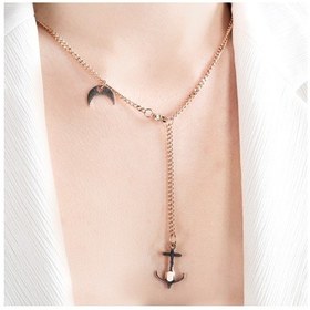 Resim Lekka Design Kararmaz Çelik Sallantılı Rose Çapa Kolye 