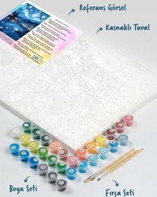 Resim Tabdiko Sayılarla Boyama Seti 40 x 50 cm Tuval Şasesine Gerili Yıldızlı Geceler 