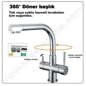 Resim Üç Yollu Su Arıtma Musluğu Mat Krom 