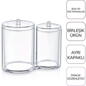 Resim Makyaj Pamukluk Düzenleyici 2'li Pamukluk Ve Kulak Çubuğu Organizeri Makyaj Düzenleyici Kutu Şeffaf 