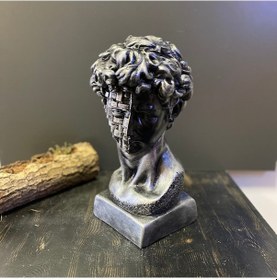 Resim Taşlı Mozaik Yüz Antik Davud Heykel Büst 