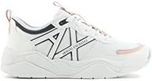 Resim Armani Exchange Bayan Pink Detail, Multiple Logo Sneaker, Beyaz Gül, 