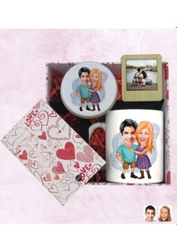 Resim BK Gift Sevgiliye Özel Karikatürlü Kutuda Hediye Seti, Kupa Bardak, Sevgili Hediyesi, Kokulu Mum, Fotoğraflı Çerçeve-2 