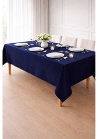 Resim Perdeyap1980 Kadife Dokulu Koyu Lacivert Renk Masa Örtüsü Koyu Lacivert 