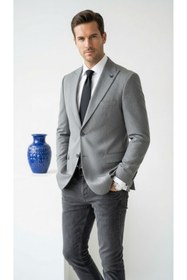 Resim Plus Scorpion Erkek Blazer Ceket Twill Puntolu Kırlangıç Yaka 2 Düğmeli Çift Yırtmaçlı Slim Fit 