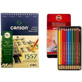 Resim Koh-i Noor Mondeluz Aquarell Boya Kalemi Seti 12 Renk + Defter 