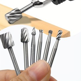 Resim 6 adet Yüksek Hızlı Titanyum Kaplamalı 20 adet Döner Burr Seti - Dayanıklı Oyma ve Kazıma Bıçakları 1/8" Shank ile DIY Ahşap İşleri, Delme ve El Sanatları için - Ahşap, Plastik ve Daha Fazlası için Hassaslıkta Çok Yönlü Araçlar 