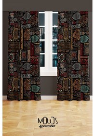 Resim Hitit Figure 4 Desenli Süet Oturma Odası Salon Fon Perde Baskılı Ekstrafor Büzgü 2 Kanat Prd-1017 Çok Renkli 