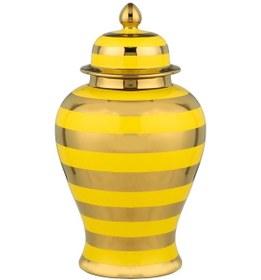 Resim Vitale Dory Çizgili Vazo Sarı Gold 12x19x32 Cm Ak.wlt0622 