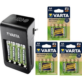 Resim Varta LCD Plug Plus Şarj Cihazı +12X2100 Mah Aa Şarjlı Pil 