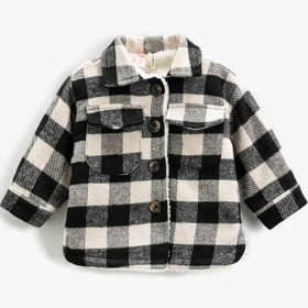 Resim Erkek Bebek Oduncu Gömleği Peluş Astarlı Uzun Kollu Cepli 