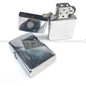 Resim Sade Yüzey Gümüş Renk Baskısız Kapaklı Zippo Benzinli Çakmak 