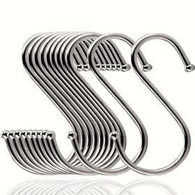 Resim 6/12 adet Paslanmaz Çelik S Şeklinde Kancalar, Ağır Metal Kancalar, Mutfak, Banyo, Yatak Odası ve Ofis için Kancalar, Mutfak, Ofis, Banyo ve Yatak Odası için S Kancalı Donanım Bağlantı Elemanları 