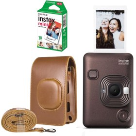 Resim Instax Mini LiPlay Hybrid Deep Bronze Fotoğraf Makinesi 10'lu Film Liplay Uyumlu Çantalı Set 