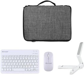 Resim Microcase Lenovo Tab TB311FU 2025 10.1 inch Tablet Uyumlu Gri Çanta + Türkçe Bluetooth Klavye + Mouse + Standı - Beyaz AL5163 