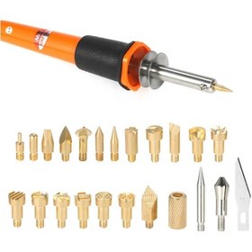 Resim Wezone 30w Ahşap Isıtma Aleti Seti - 24 Parça Fırça Uçları İle Ahşap Oymak Ve Kaynaklama, 220-240v Avrupa Şarjı 