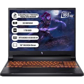 Resim Acer Nitro V16 ANV16-41 Amd R7 8845HS 32GB 1tb SSD RTX4060-8GB Dos 16" Wuxga 165Hz Taşınabilir Bilgisayar NH.QRUEY.005-32 