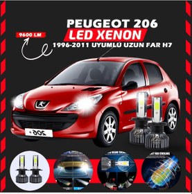 Resim Peugeot 206 1996-2011 Uzun Far Uyumlu Şimşek Etkili Led Xenon Pro Series H7 