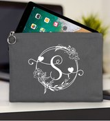 Resim Bk Gift BK Gİft Kişiye Özel Harfli Antrasit Tablet Çantası 30x21cm, Ipad Çantası, Baskılı Tablet Kılıfı 