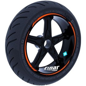 Resim Alev Turuncusu 4 Parçalı Keskin Jant Şeridi Sticker Çınar Extreme 