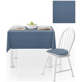Resim Kot Mavi Kadife Dokulu Masa Örtüsü 180x220 