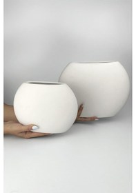 Resim Yatay Vazo Seramik Bisküvi - Küçük Ham Ürün 