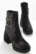 Resim Bambi Siyah Kadife Kadin Bot & Bootie K02226100589 Bambi