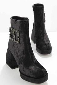 Resim Bambi Siyah Kadife Kadin Bot & Bootie K02226100589 