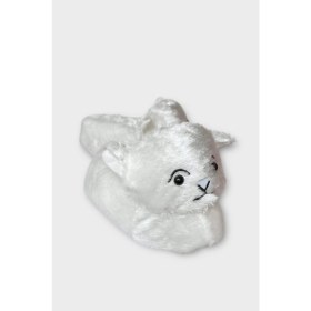 Resim Kadın Sevimli Kedi Figürlü Peluş Panduf Gri 
