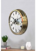 Resim Altın Gold Rengi Metal Çerçeveli Salon Ofis Duvar Saati 40 Cm (531946185) 