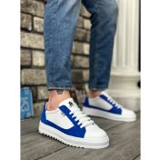 Resim Shoecide SBO0323 Boa Kalın Tırtık Yüksek Taban Beyaz Mavi Bağcıklı Spor Erkek Ayakkabı 