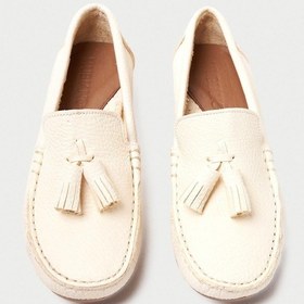 Resim Mubiano Hakiki Deri 201-bj Püsküllü Oval Burunlu Kadın Bej Babet & Loafer Ayakkabı Bej 