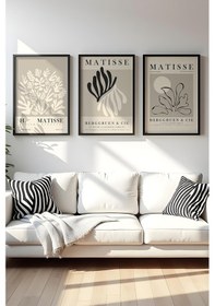 Resim Huhuli Ahşap Siyah Çerçeveli 3 Parça Set Tablo Huhu487 