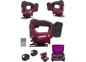 Resim Dynamic Max Alman 9820RP Şajlı 2 Akülü Dekupaj Testere Jig Testere Makinası Akülü Kömürsüz Bakır Motor 10 Pilli 