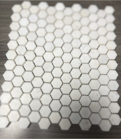 Resim onmer doğaltaş Mermer Su jeti Mozaik 2,3x2,3 Cm Hexagon K.paşa beyaz honlu 