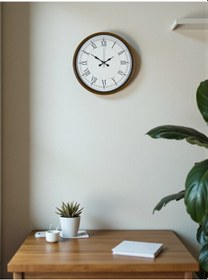 Resim 36 Cm Kahverengi Dekoratif Roma Rakam Duvar Saati Kahverengi Beyaz 