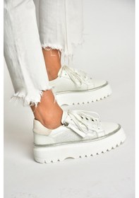 Resim Fox Shoes U555310203 Beyaz Hakiki Deri Kalın Tabanlı Kadın Ayakkabı Beyaz-hakiki Deri Beyaz 