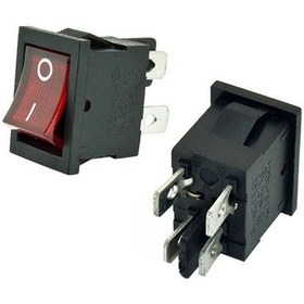 Resim Ic-119 Mini Kırmızı Işıklı 220V Anahtar On-Off 4P 4 Bacaklı Kcd1 5 Adet 