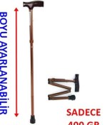Resim Alüminyum Katlanır Baston Bronz Renk Boyu Ayarlanabilir 