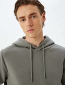Resim Şardonlu Pamuk Karışımlı Basic Kapşonlu Sweatshirt 